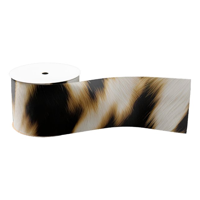 Schwarz-weiß Gold Cowgirl Cowhide Ripsband (Spule)