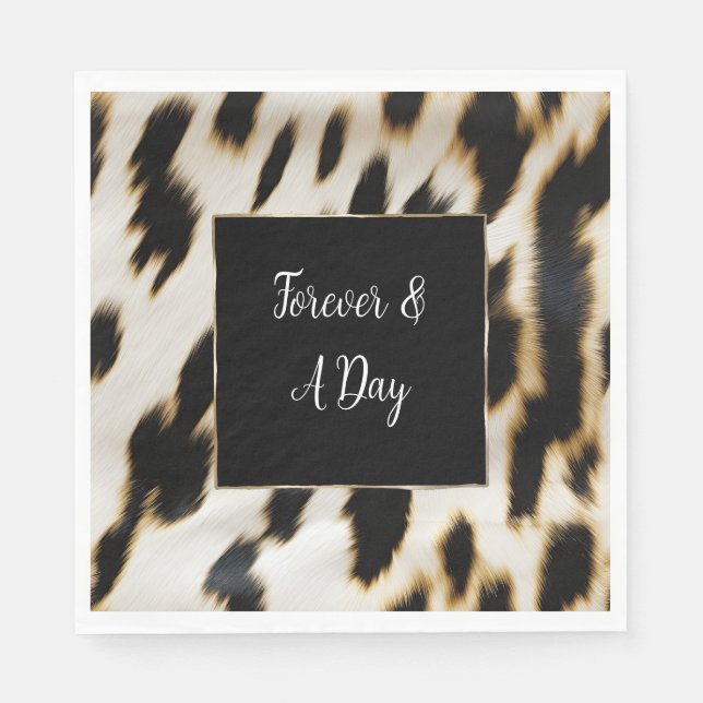 Schwarz-weiß Gold Cowgirl Cowhide Serviette (Vorderseite)