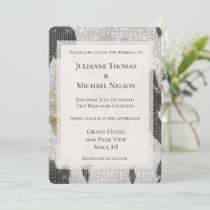 Schwarz-weiß Gold Cowhide Cowgirl Sparkle Wedding Einladung