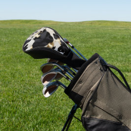 Schwarz-weiß Gold Cowhide Golf Headcover