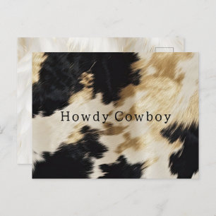Schwarz-weiß Gold Cowhide Howdy Postkarte