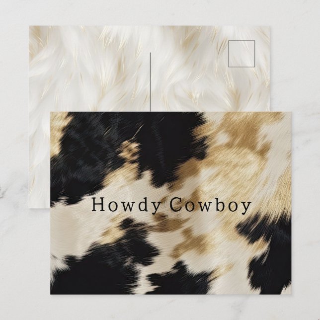 Schwarz-weiß Gold Cowhide Howdy Postkarte (Vorne/Hinten)