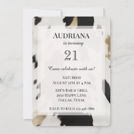 Schwarz-weiß Gold Cowhide Western Geburtstag Einladung