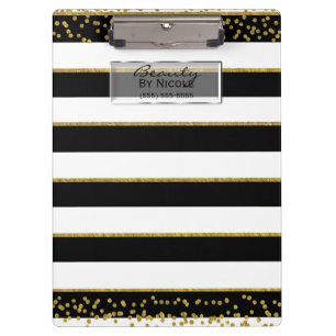 Schwarz Weiß Gold Elegant Chic Glamour Persönlich Klemmbrett