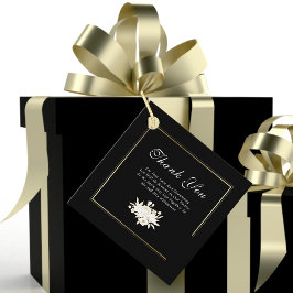 Schwarz-weiß Gold Elegante Blumenhochzeit Vielen D Geschenkanhänger