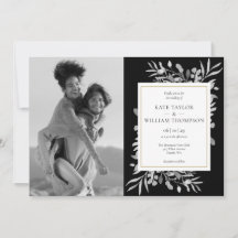Schwarz-Weiß-Gold-Foliage-Fotos Hochzeit Invita