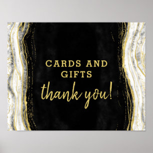 Schwarz Weiß & Gold Geode Achat Hochzeitstisch-Sch Poster