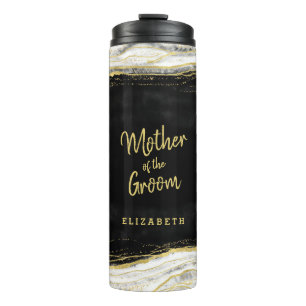 Schwarz Weiß & Gold Geode Achat Mutter des Bräutig Thermosbecher
