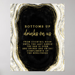 Schwarz Weiß & Gold Geode Achat Offene Bar Tisch S Poster