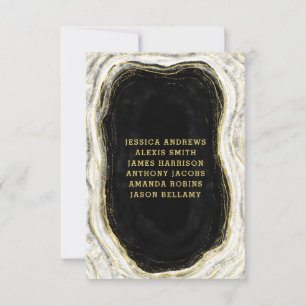 Schwarz Weiß & Gold Geode Hochzeitstischnummern Einladung