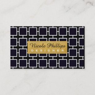 Schwarz-weiß- & Gold Geometric-Chic-Visitenkarte Visitenkarte