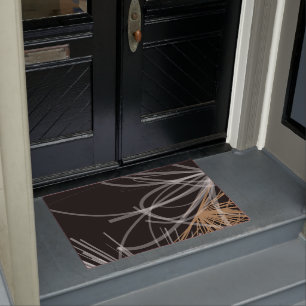 Schwarz-weiß & Gold Moderne Abstrakte Ribbons Fußmatte