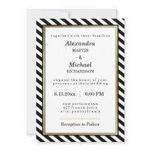 Schwarz-weiß Gold Moderne Glam Streifen Hochzeit