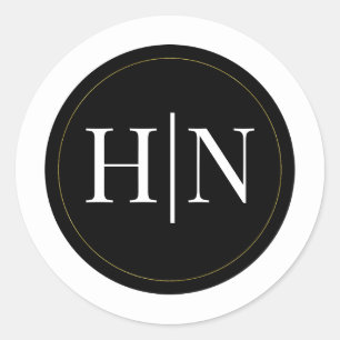 Schwarz Weiß Gold Moderne Minimalistische Elegante Runder Aufkleber