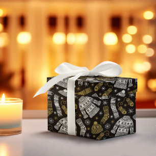 Schwarz-weiß Gold Moderne Winterkleidung Geschenkpapier