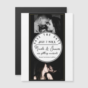 Schwarz Weiß Gold Modernes Minimal Hochzeitseinlad Magnetkarte