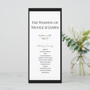 Schwarz Weiß Gold Modernes Minimales Hochzeitsprog Programm