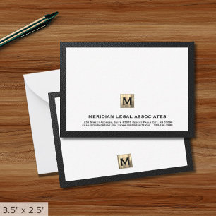 Schwarz-Weiß-Gold-Monogramm Mitteilungskarte
