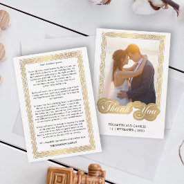 Schwarz-Weiß-Gold-Rahmen-Hochzeitszettel Dankeskarte