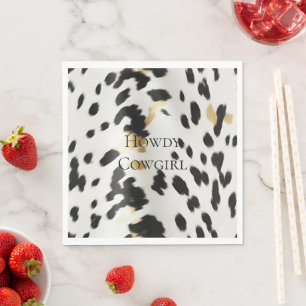Schwarz-weiß Gold Western Cowhide Serviette