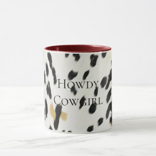 Schwarz-weiß Gold Western Cowhide Tasse
