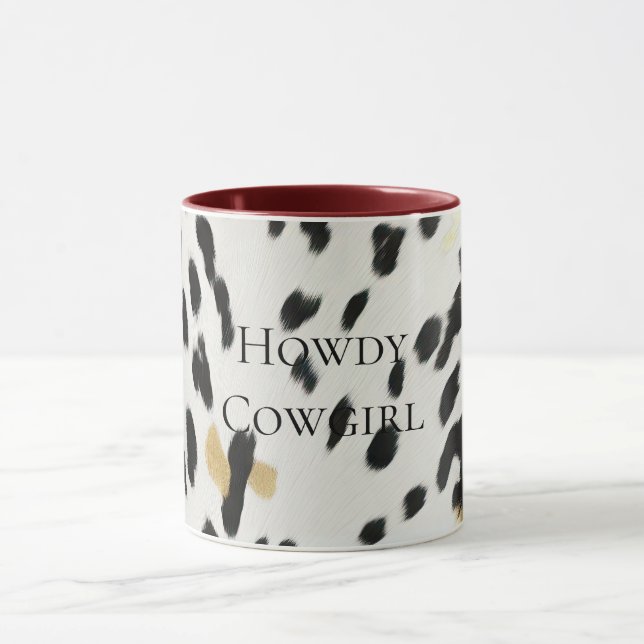 Schwarz-weiß Gold Western Cowhide Tasse (Zentrum)