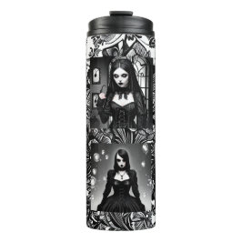Schwarz-Weiß-Gothic-Girls Thermosbecher