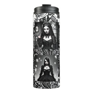 Schwarz-Weiß-Gothic-Girls Thermosbecher