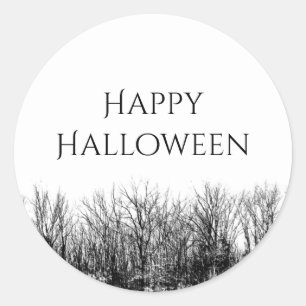 Schwarz-weiß Gothic Woods Halloween Runder Aufkleber