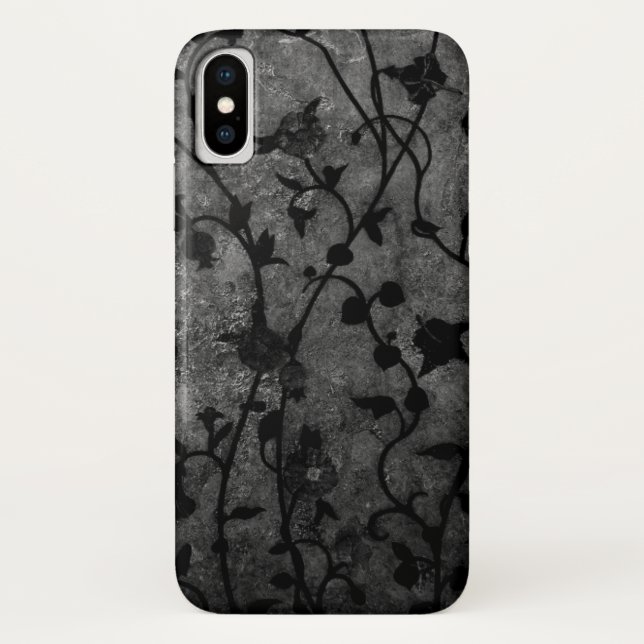 Schwarz-Weiß-Gotik Antike Blumen Case-Mate iPhone Hülle (Rückseite)