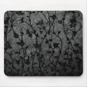 Schwarz-Weiß-Gotik Antike Blumen Mousepad