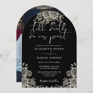 Schwarz-Weiß-Gotik-Rose Blumenzehen Foto Einladung