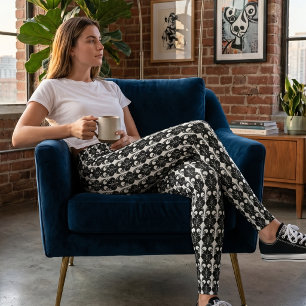 Schwarz & Weiß Gotische Fleur-de-Lis Leggings