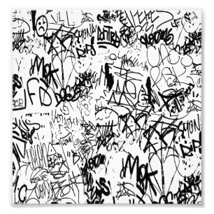 Schwarz-weiß Graffiti Abstract Collage Fotodruck