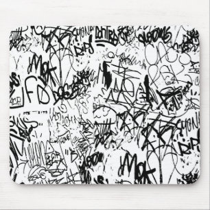 Schwarz-Weiß-Graffiti-Abstrakt-Collage Mousepad