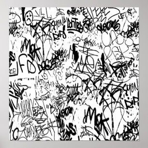 Schwarz-Weiß-Graffiti-Abstrakt-Collage Poster