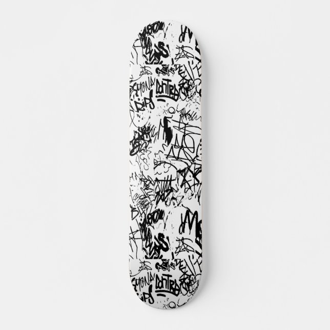 Schwarz-Weiß-Graffiti-Abstrakt-Collage Skateboard (Vorne)