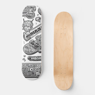 Schwarz-Weiß-Graffiti-Design 1 Skateboard