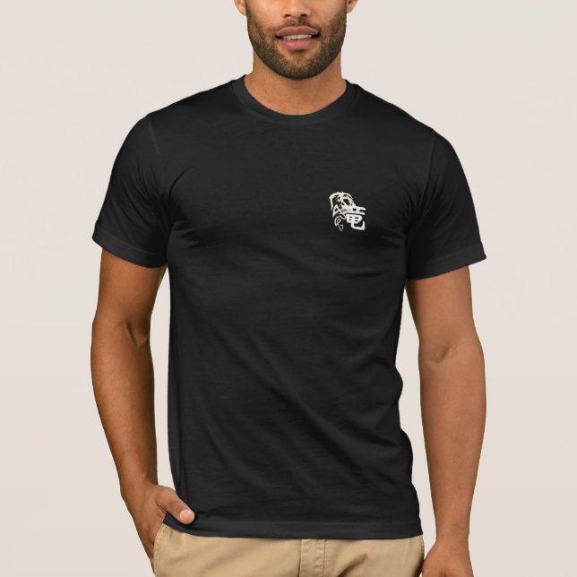 Schwarz-Weiß Grafik Drachen T-Shirt (Vorderseite)