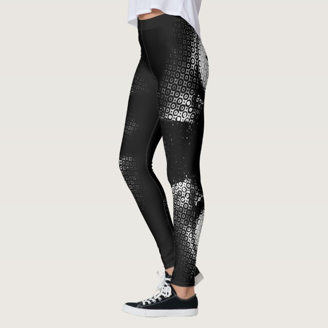 Schwarz-Weiß-Grafik mit Halbton auf den Augen der  Leggings (Links)