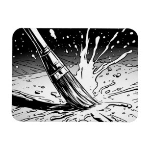 Schwarz-weiß-Grafikstil-Pinsel-Farbfleck Magnet