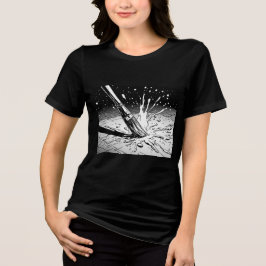 Schwarz-weiß-Grafikstil-Pinsel-Farbfleck Tri-Blend Shirt