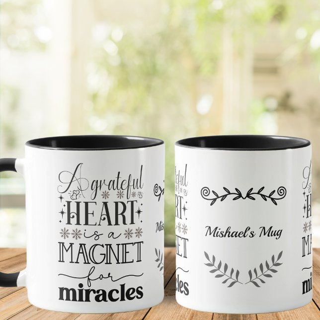 Schwarz-Weiß, Grateful Herz Tasse (Von Creator hochgeladen)