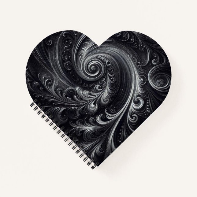 Schwarz-weiß Grau Abstrakt Moderner, einfacher Swi Notizbuch (Vorderseite)