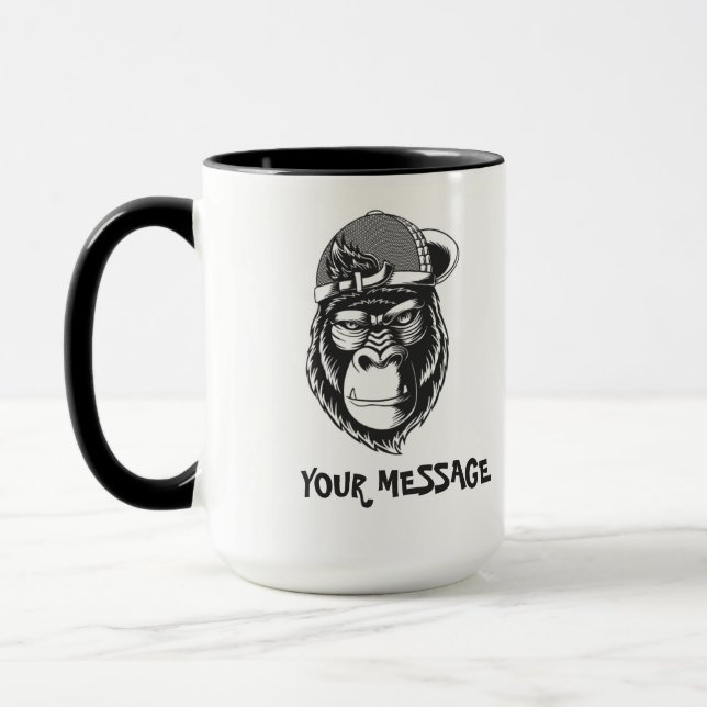 Schwarz-Weiß-Grau-Ape Tasse (Links)