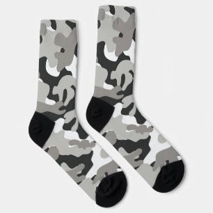 Schwarz, Weiß, Grau Camouflage Design Socken