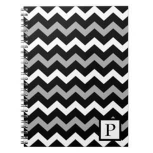 Schwarz Weiß & Grau Chevron Druckmuster Notizblock