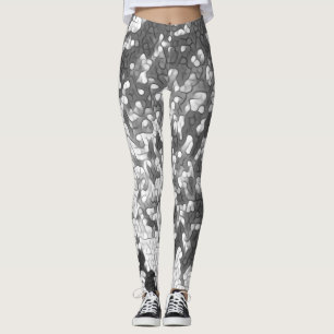 Schwarz-weiß Grau Einziges Muster Leggings