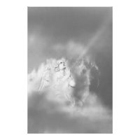 Schwarz Weiß Grau Engel in Wolken betend