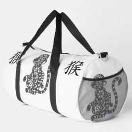 Schwarz, Weiß Grau, Jahr des Chinesischen Affen Zo Duffle Bag